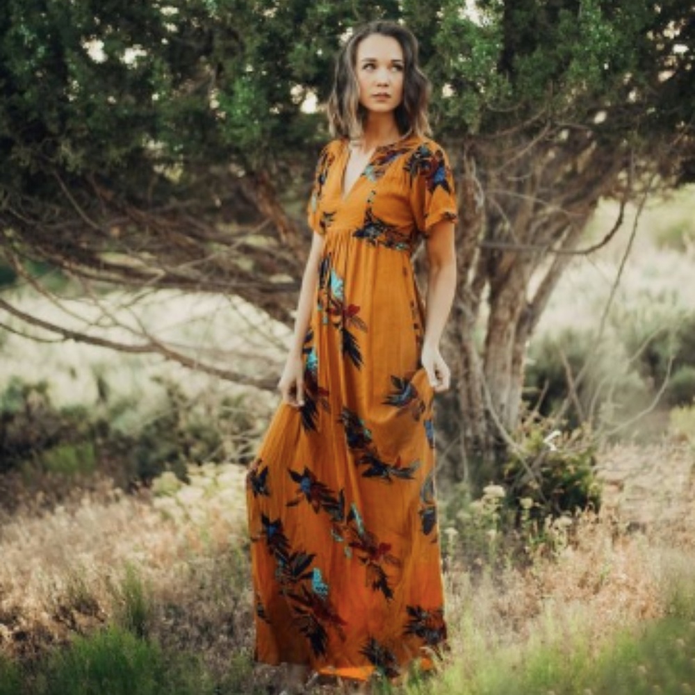 The Emmy Floral Maxi Dress in Marigold - Large